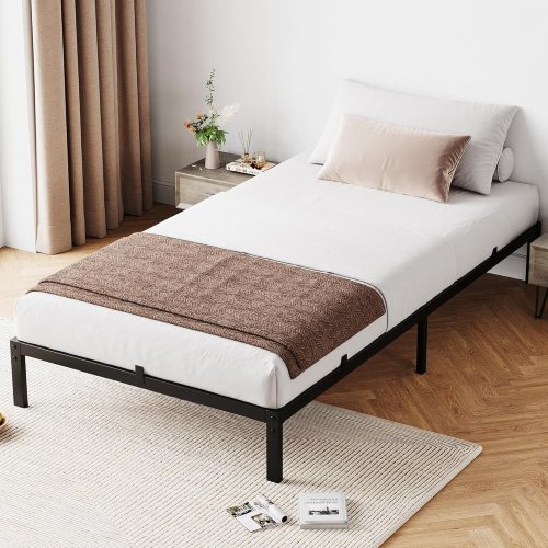Qeetex 10 Inch Twin Bed Frame Twin Size Metal Platform Bed Frame with Storage Under Bed Sturdy Structure Easy Assembly No Box Spring Needed Noise