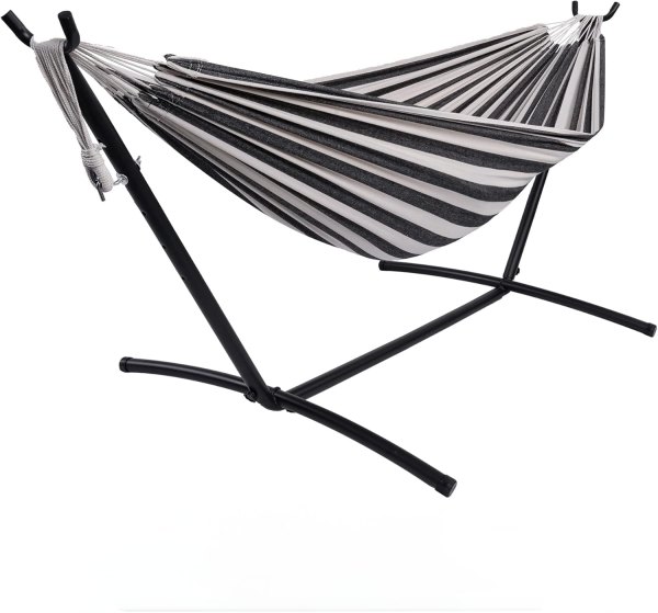 Garvee Double Hammock with Foldable Steel Stand and Carrying Bag Portable Freestanding Hammock for Indoor and Outdoor Use 450 lbs Capacity Ideal for
