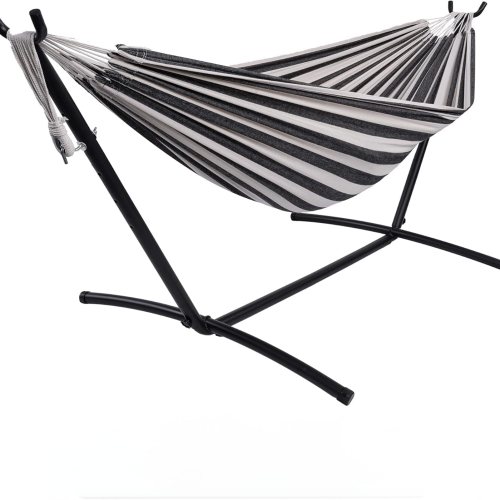 Garvee Double Hammock with Foldable Steel Stand and Carrying Bag Portable Freestanding Hammock for Indoor and Outdoor Use 450 lbs Capacity Ideal for