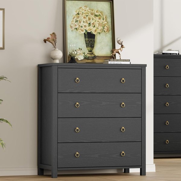 Garvee Dresser for Bedroom Chest of Dressers 37 Inch Tall Dresser for Closet with 4 Drawers Chest with Clothes Storage Cabinet Drawer Organizer for