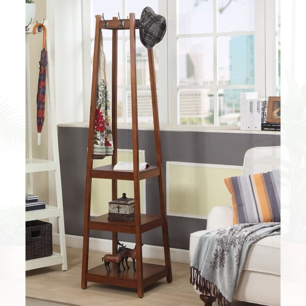 Watnature Vassen Coat Rack with 3-Tier Storage Shelves Finish