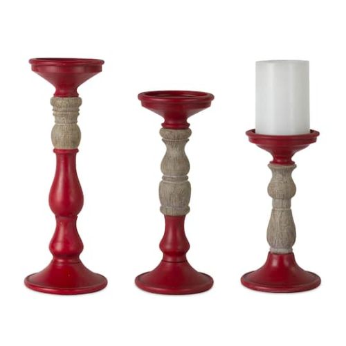 Candle Holder Set, 8.5, 10.5 & 12.5 By Melrose in Red | Michaels