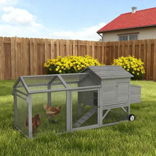 LUXEYARD 96inch x35inch x44inch Wooden Chicken Coop Hen House Poultry Cage one_size | DS-X-PET212093