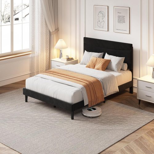 Size Bed Headboard and Footboard Iron No Box Spring Needed Noise-Free