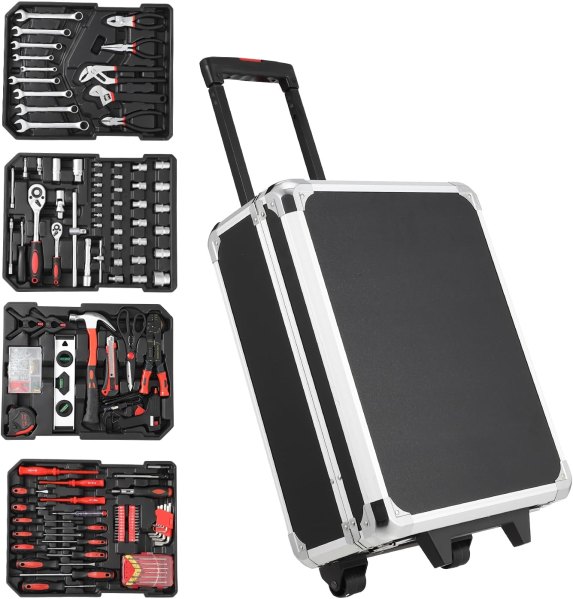 GAOMON 800-Piece Professional Tool Set with Rolling Trolley Case - Complete Mechanic Tool Kit for Home Auto Repair RV Maintenance and DIY Projects