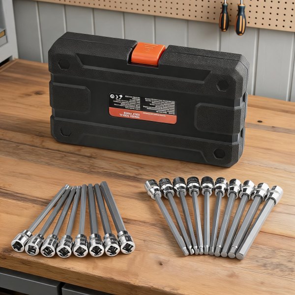Watnature Matte Black 18-Piece 3 or 8 Inch Drive Etimestra Long Allen Hetimes Bit Socket Set With Portable Storage Case one_size | 6Y8DILGUWLCO