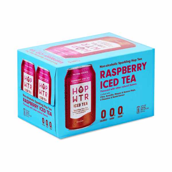 HOP WTR Non-Alcoholic Sparkling Hop Tea, Iced Tea 6 cans (12 fl oz each)