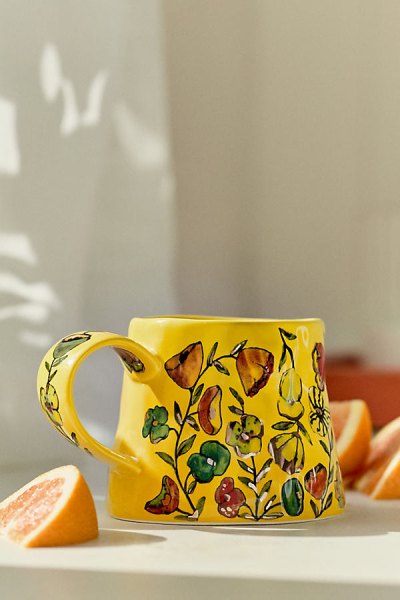 Blooming Hearts Stoneware 24k Gold Accent Mug