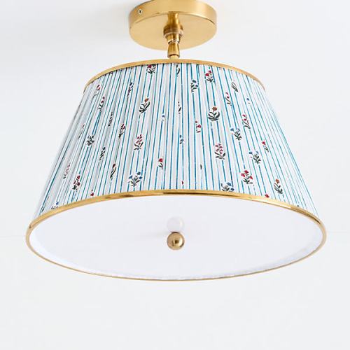 Lee Brass 16 Ruched Printed Semi-Flush Mount Light