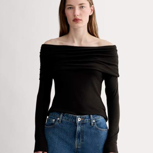 Everlane Off-the-Shoulder Top, Butterluxe, Size Wool