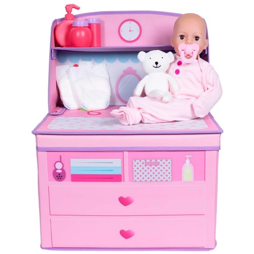 Perfectly Pink 10 pc Change Table & Doll Gift Set – Dolls & Dollhouses for Ages 3 to 8 – Fat Brain Toys