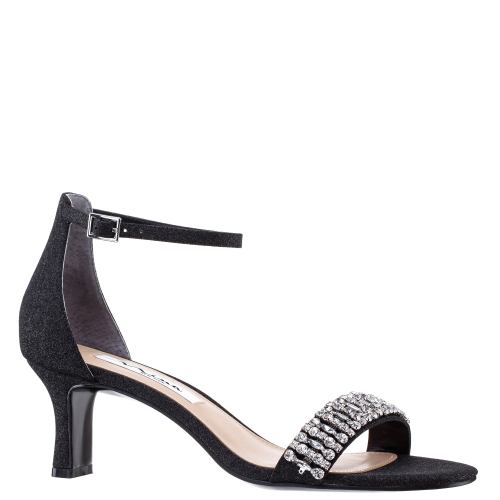 Womens Silver Metallic Crystal Mid-Heel | Nina Shoes