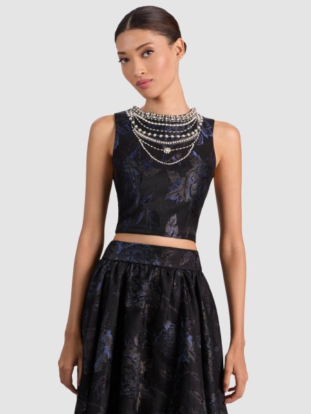 alice olivia CHERRA EMBELLISHED CROP TOP