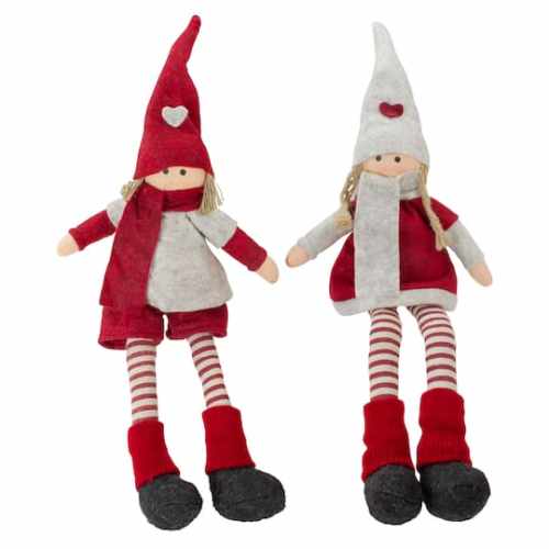 19 Plush Red & Beige Boy & Girl Sitting Christmas Doll Decoration Set By Northlight | Michaels