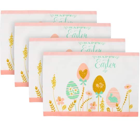 Pastel Happy Easter Eggs Floral Placemats, 4ct. By Northlight in Green | 12 x 18 | Michaels