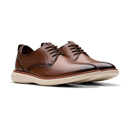 Clarks Brantin Plain Mens Round Closed Toe Oxford Shoes, Medium, Brown