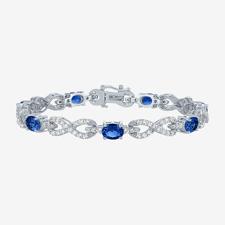 Gemstone Pure Silver Over Brass Infinity 7.5 Inch Tennis Bracelet, One