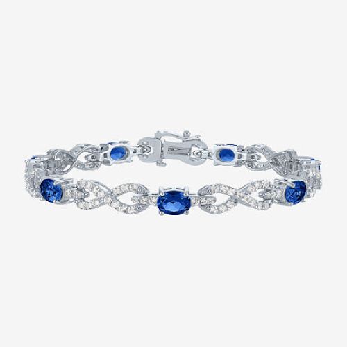 Gemstone Pure Silver Over Brass Tennis Bracelet, One