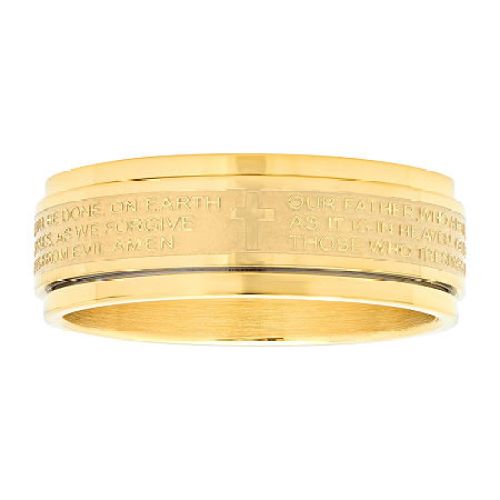 Mens 6MM 18K Gold Stainless Steel Band, 12