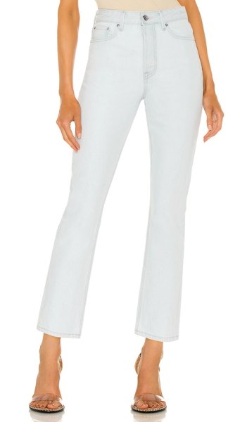 GRLFRND Karolina High Rise Straight Crop Jeans in Denim-Light