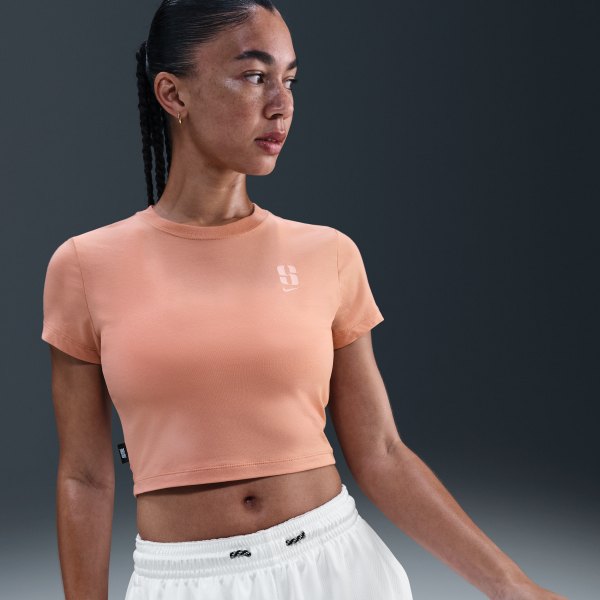 Nike Womens Sabrina Short-Sleeve Cropped T-Shirt in Pink | HV6990-688