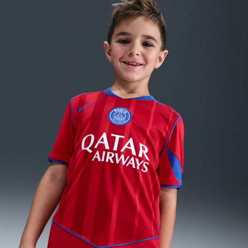 Paris Saint-Germain 2025/26 Stadium Third Big Kids Nike Dri-FIT Total 90 Soccer Replica Jersey in Red | HM4126-680
