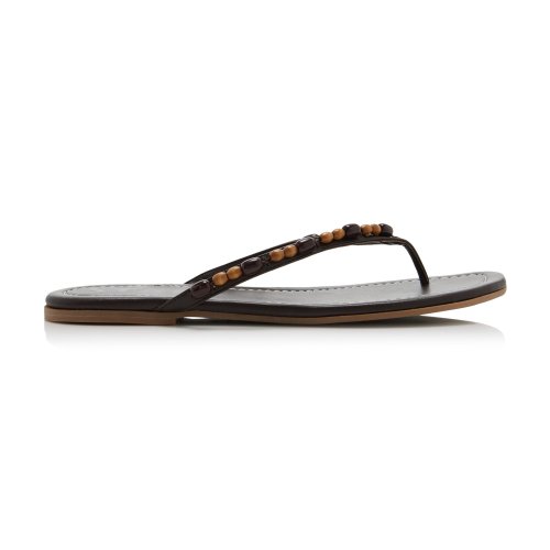 STAUD Freja Beaded Leather Thong Sandals Moda Operandi