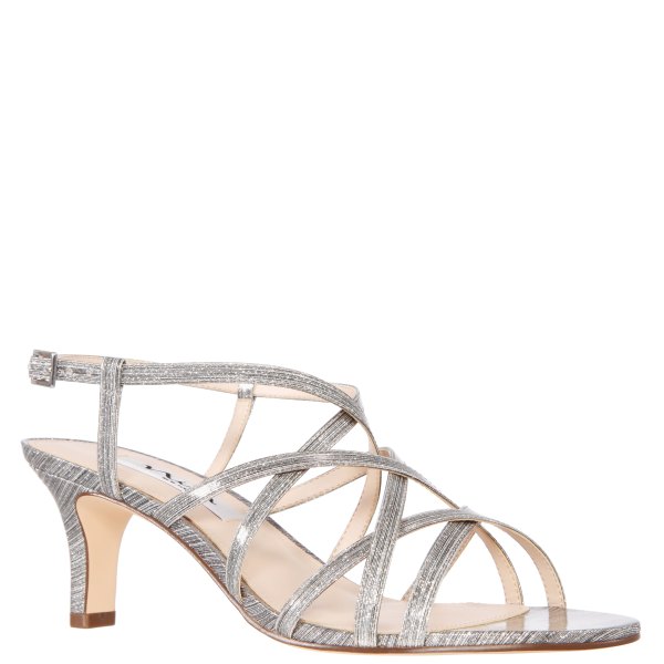 Womens Textured Metallic Mid-Heel Sandal | Nina Shoes