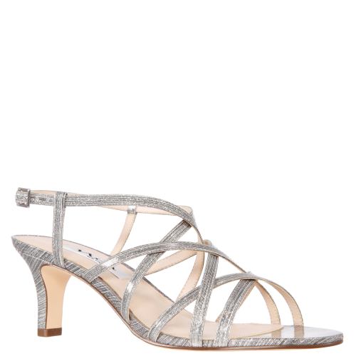 Womens Textured Metallic Mid-Heel Sandal | Nina Shoes