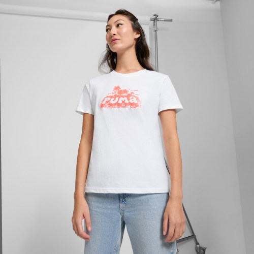 PUMA GRAPHICS Summer T-Shirt US Women in White, Size S