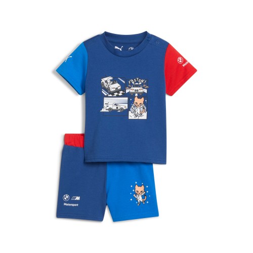 PUMA BMW M Motorsport Matching Sets Toddlers 2-Piece T-Shirt & Shorts Set in White, Size 0/3M
