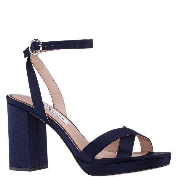 Womens Shelia Glitter Cross Strap Block High Heel Platform | Nina Shoes