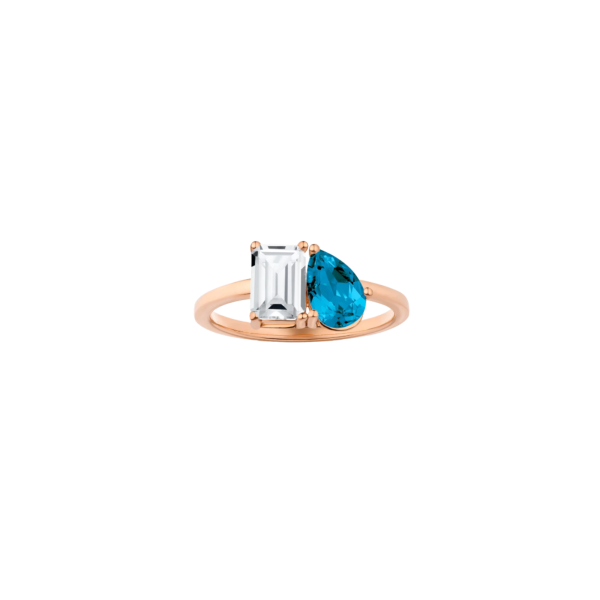 Aurate New York Toi et Moi Gemstone Classic Ring London Blue Topaz, Vermeil Gold