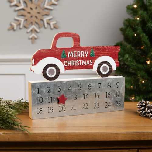 Merry Christmas Truck Wooden Advent Calendar – 9 By Northlight in Red | Michaels