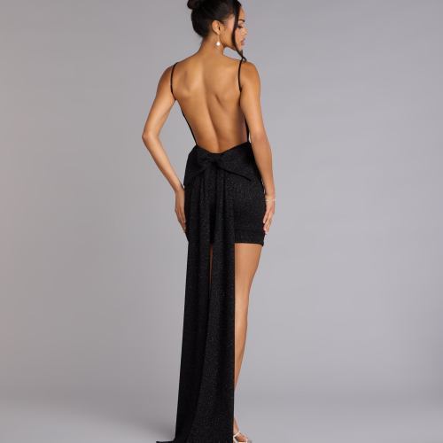Toni Glitter Open Back Bow Mini Dress