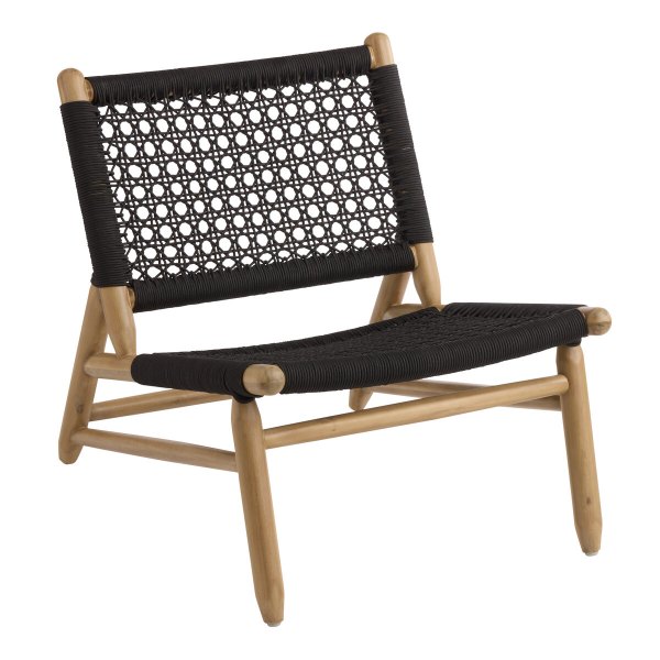 Dorin Rope and Acacia Wood Outdoor Patio Lounge Chair Set of 2 in Black/natural by World Market