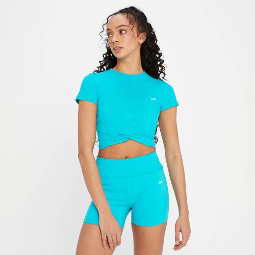 MP Womens Power Short Sleeve Crop Top – Blue Lagoon – XS