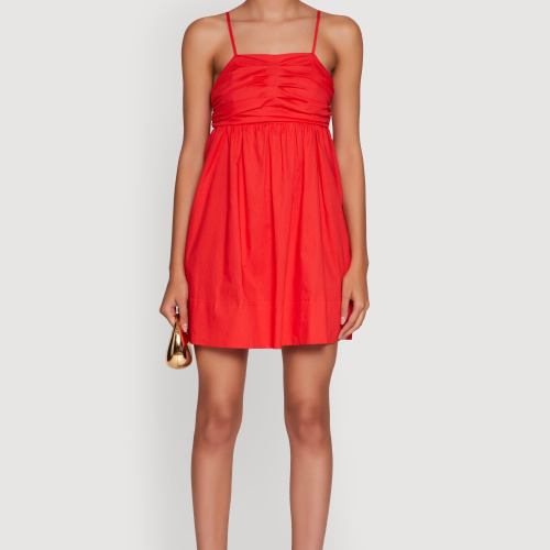 Womens Trendy Poplin Bow Tie Back Babydoll Dress