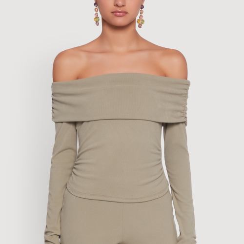 Womens Haute Monde Fold Over Off The Shoulder Top