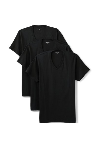 Mens Tall V-Neck Undershirt 3 Pack Lands End Black