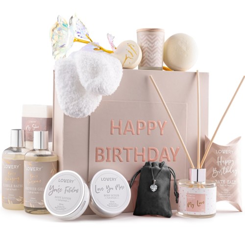 Lovery Birthday Gift Basket, Birthday Spa Gift Box, Body Care Gift Set, 20 Piece
