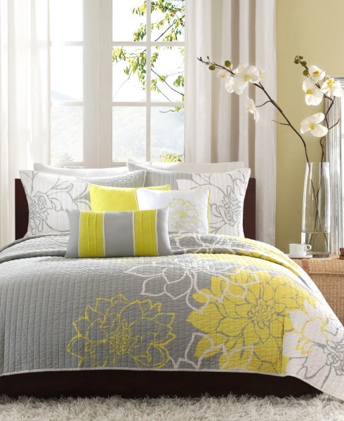 Madison Park Lola 6-Pc. Set, Taupe Grey/Yellow