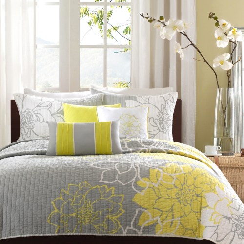 Madison Park Lola 6-Pc. Set, Taupe Grey/Yellow