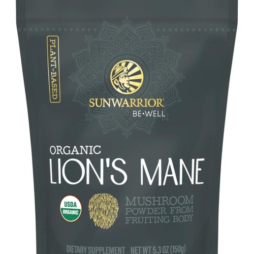 Sunwarrior Be Well Organic Lions Mane Powder, Plant-Based Mushroom Powder from Fruiting Body, Sunwarrior, 150g – Color may vary