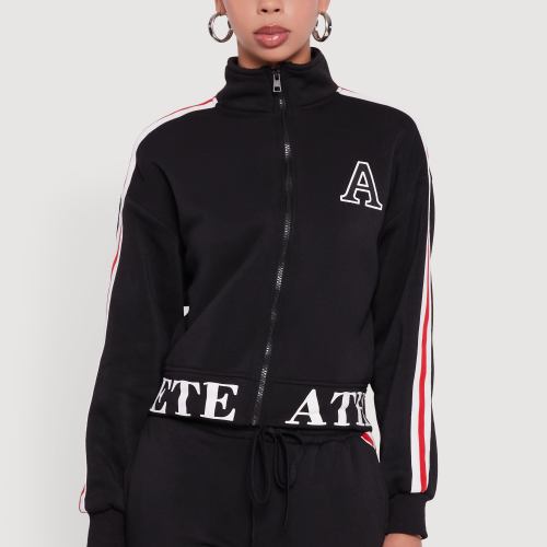 Womens Athlete Graphic Zip Front Sweatshirt, Size S
