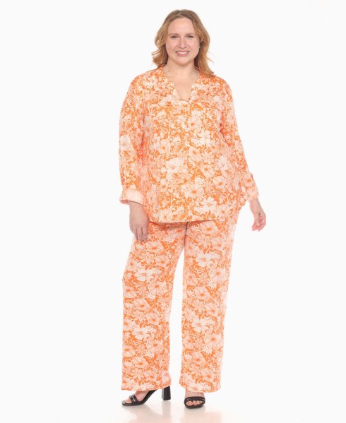 White Mark 2-Piece Floral Print Tunic Top and Pants