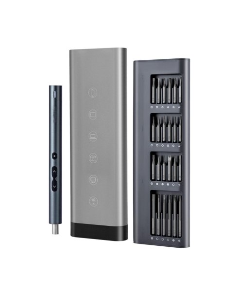 Mecale Mini Electric Precision Screwdriver Set with 48 Magnetic S2 Steel Bits, Led Light, Type-c Charging & Magnetic Storage Box - Grey
