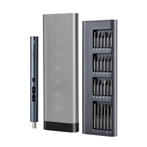 Mecale Mini Electric Precision Screwdriver Set with 48 Magnetic S2 Steel Bits, Led Light, Type-c Charging & Magnetic Storage Box – Grey