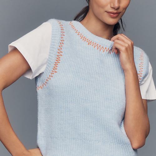 Twofer Zig-Zag Sweater Vest