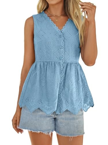 Summer Sleeveless Embroidered Eyelet